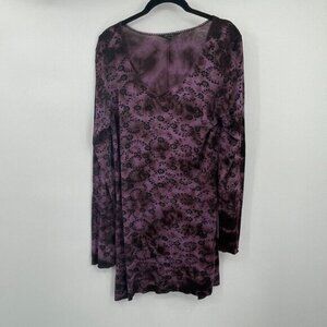 Yak and Yeti Womens Top Medium Casual V Neck Boho Tunic Made in Nepal Purple